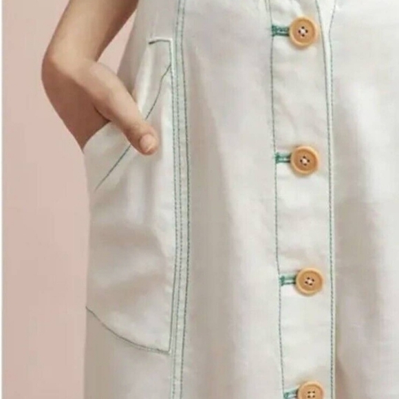 ANTHROPOLOGIE AKEMI AND KIN Skirt Womens 8 Off-white Linen Button Front - Picture 3 of 3